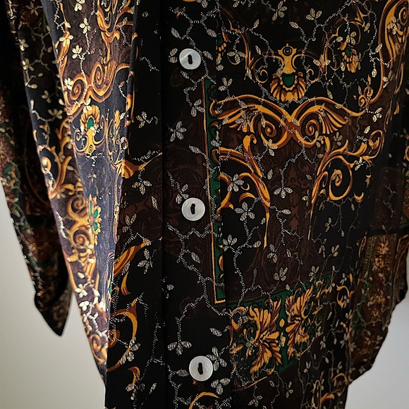 Paolo Santini Vintage Sz S 1980s Silk blouse with Metallic gold thread. - Picture 3 of 10
